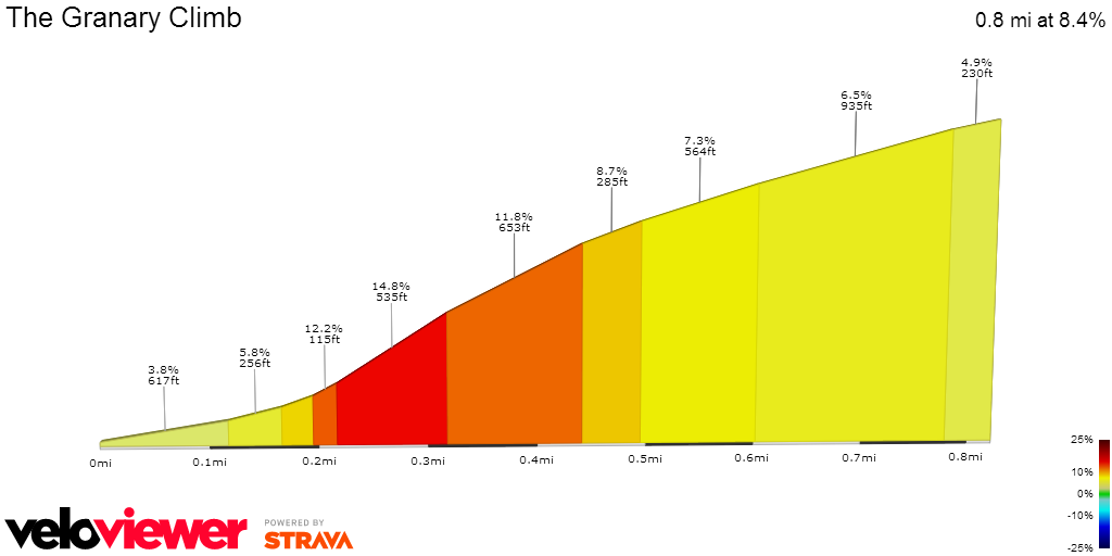 2D Elevation profile image for The Granary Climb