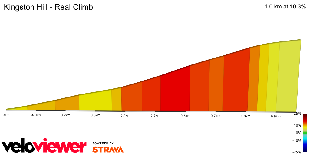 2D Elevation profile image for Kingston Hill - Real Climb