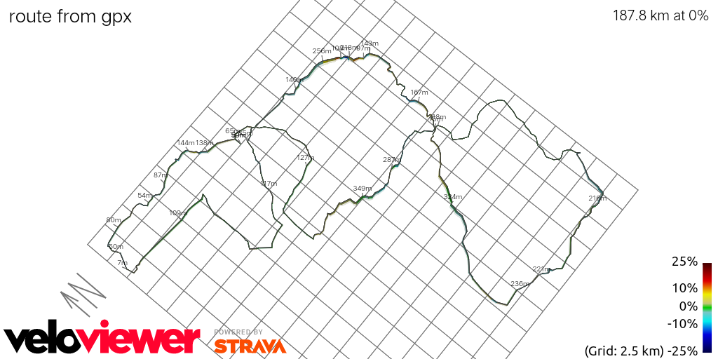 3D Elevation profile image for route from gpx