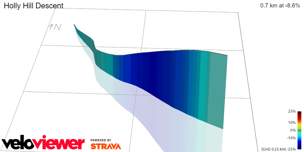 3D Elevation profile image for Holly Hill Descent