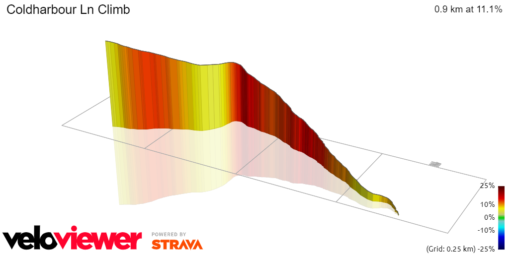 3D Elevation profile image for Coldharbour Ln Climb