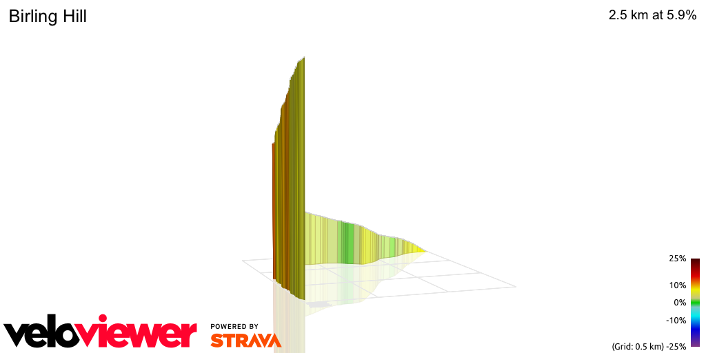 3D Elevation profile image for Birling Hill