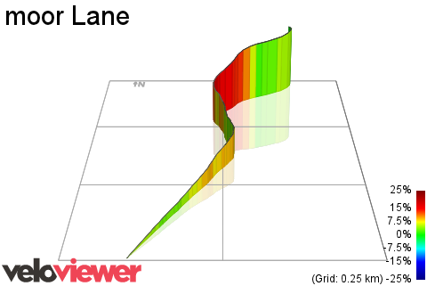 3D Elevation profile image for moor Lane