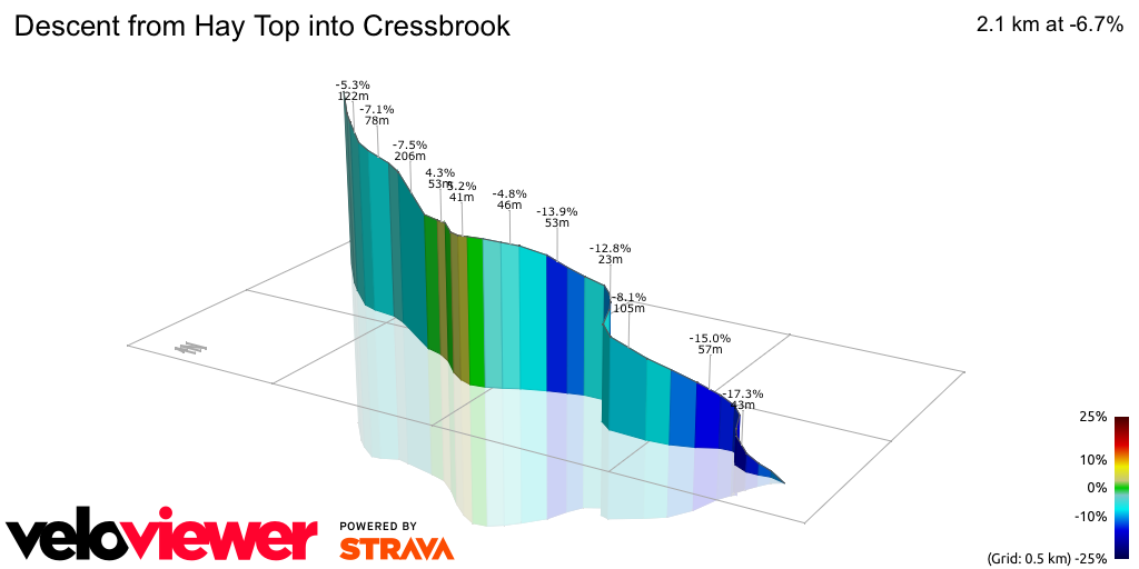 3D Elevation profile image for Descent from Hay Top into Cressbrook