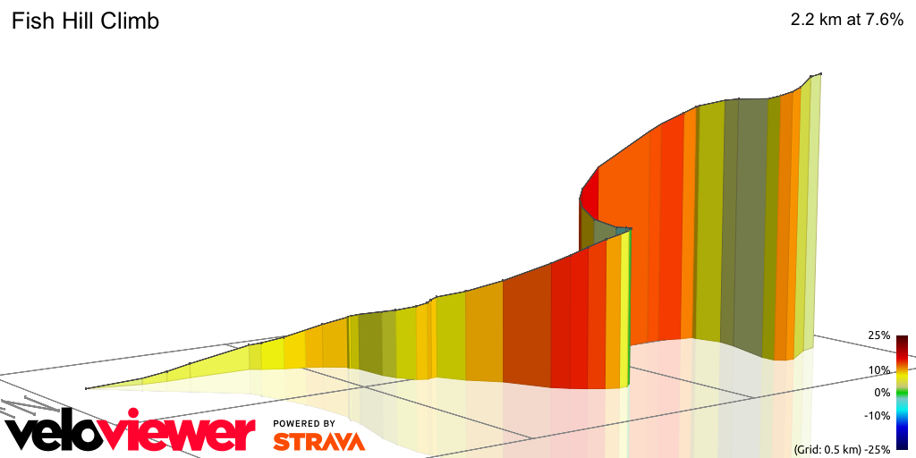 3D Elevation profile image for Fish Hill Climb