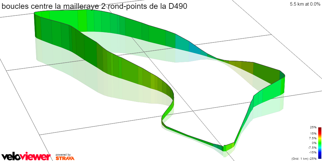 3D Elevation profile image for boucles centre la mailleraye 2 rond-points de la D490