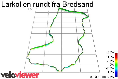 3D Elevation profile image for Larkollen rundt fra Bredsand