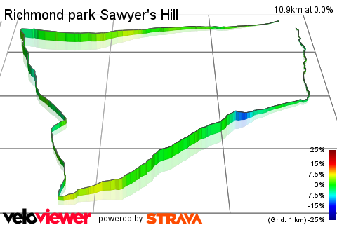 3D Elevation profile image for Richmond park Sawyer's Hill