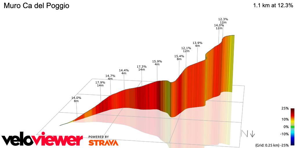 3D Elevation profile image for Muro Ca del Poggio