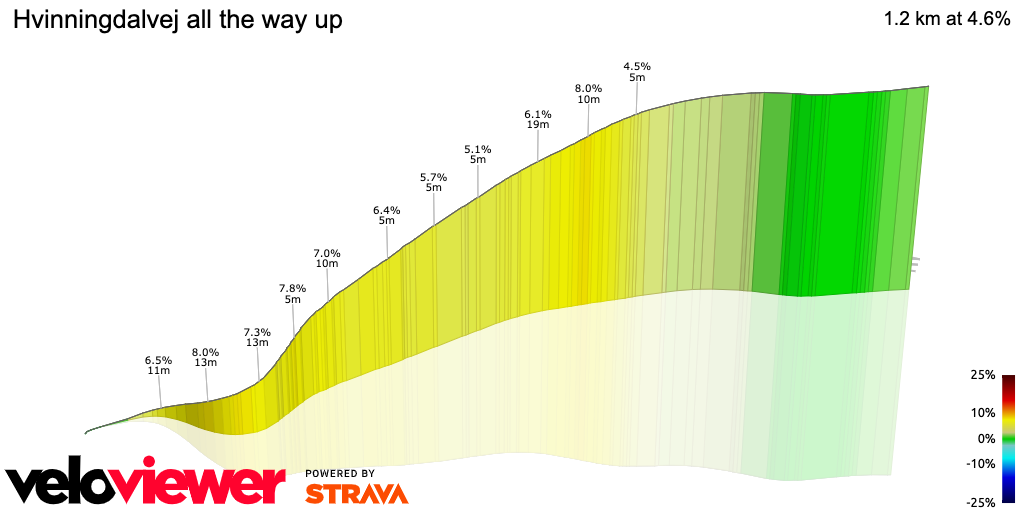 3D Elevation profile image for Hvinningdalvej all the way up