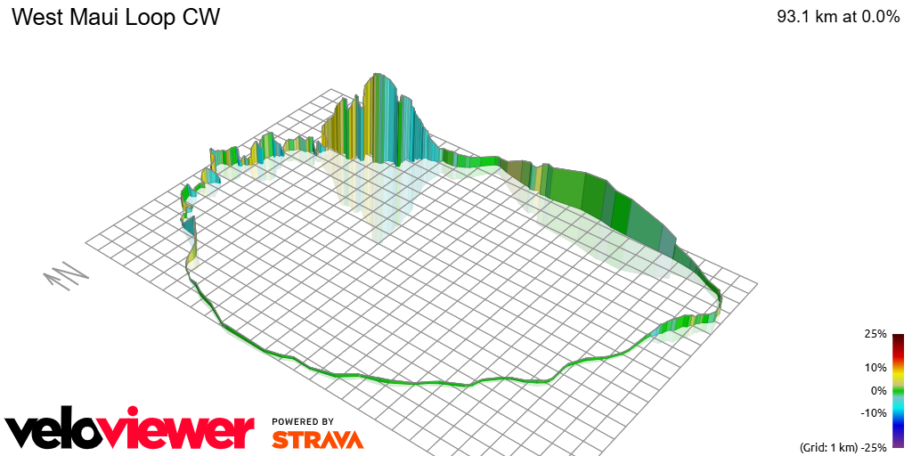 3D Elevation profile image for West Maui Loop CW