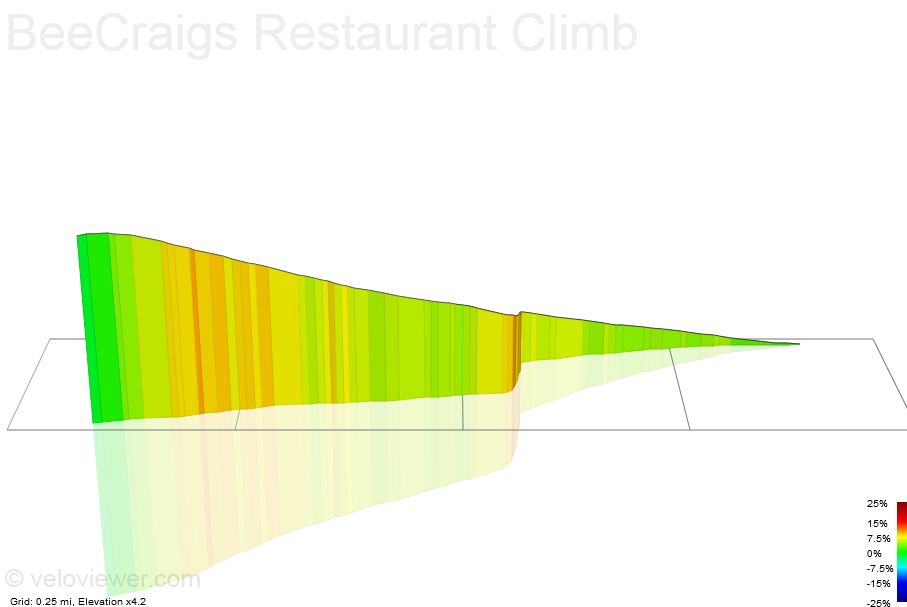 3D Elevation profile image for BeeCraigs Restaurant Climb