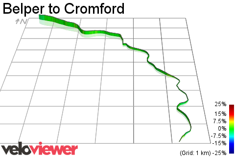 3D Elevation profile image for Belper to Cromford