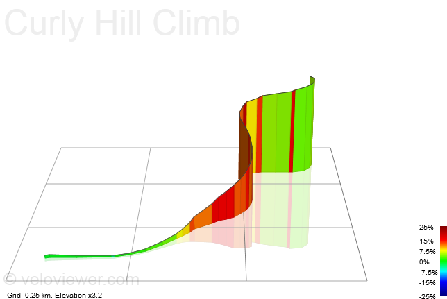 3D Elevation profile image for Curly Hill Climb