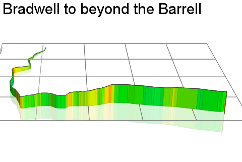 3D Elevation profile image for Bradwell to beyond the Barrell