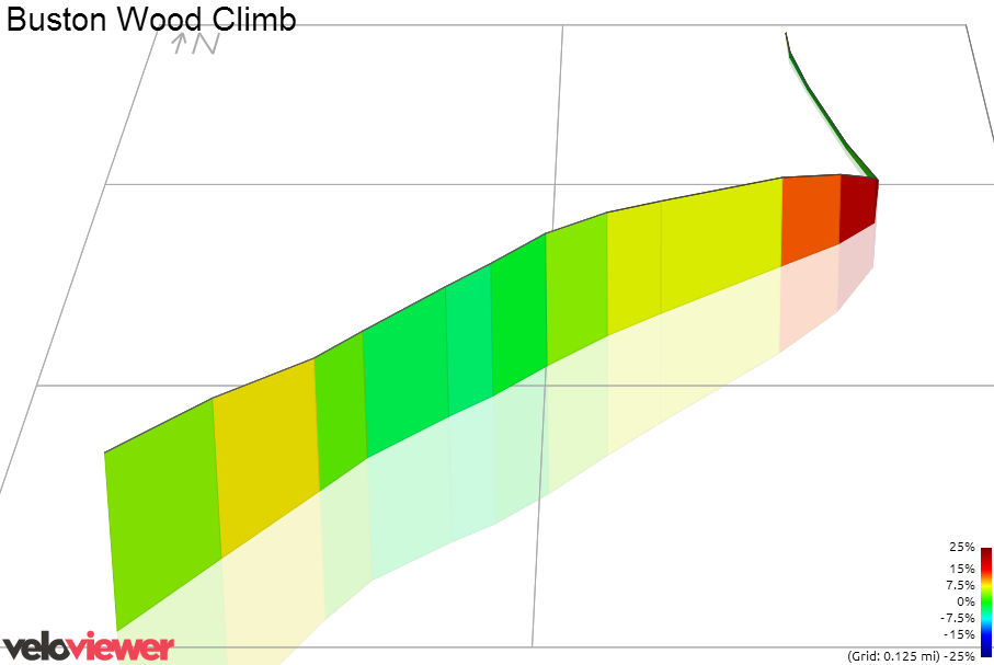 3D Elevation profile image for Buston Wood Climb