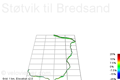 3D Elevation profile image for Støtvik til Bredsand