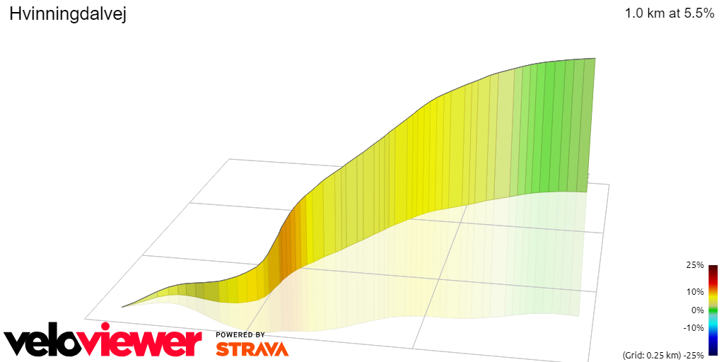 3D Elevation profile image for Hvinningdalvej