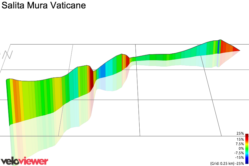 3D Elevation profile image for Salita Mura Vaticane