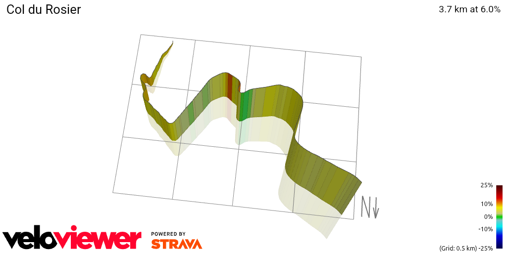3D Elevation profile image for Col du Rosier