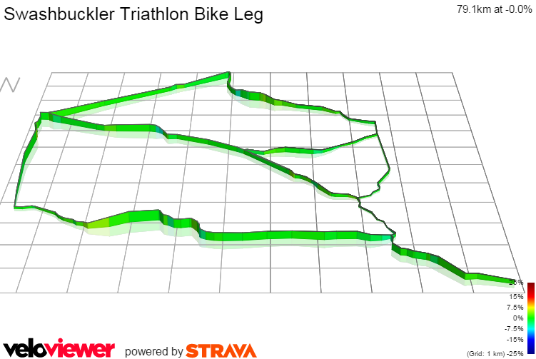 3D Elevation profile image for Swashbuckler Triathlon Bike Leg