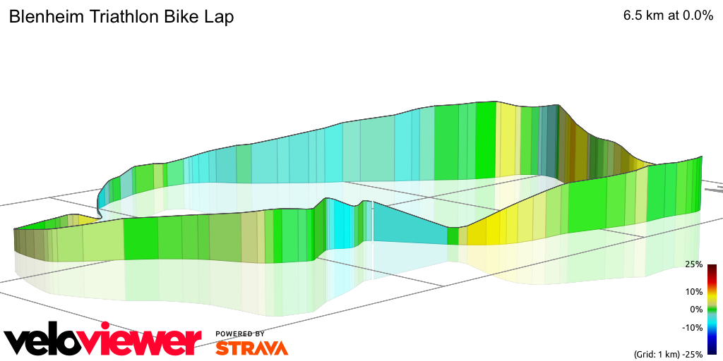 3D Elevation profile image for Blenheim Triathlon Bike Lap