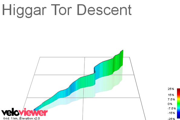3D Elevation profile image for Higgar Tor Descent