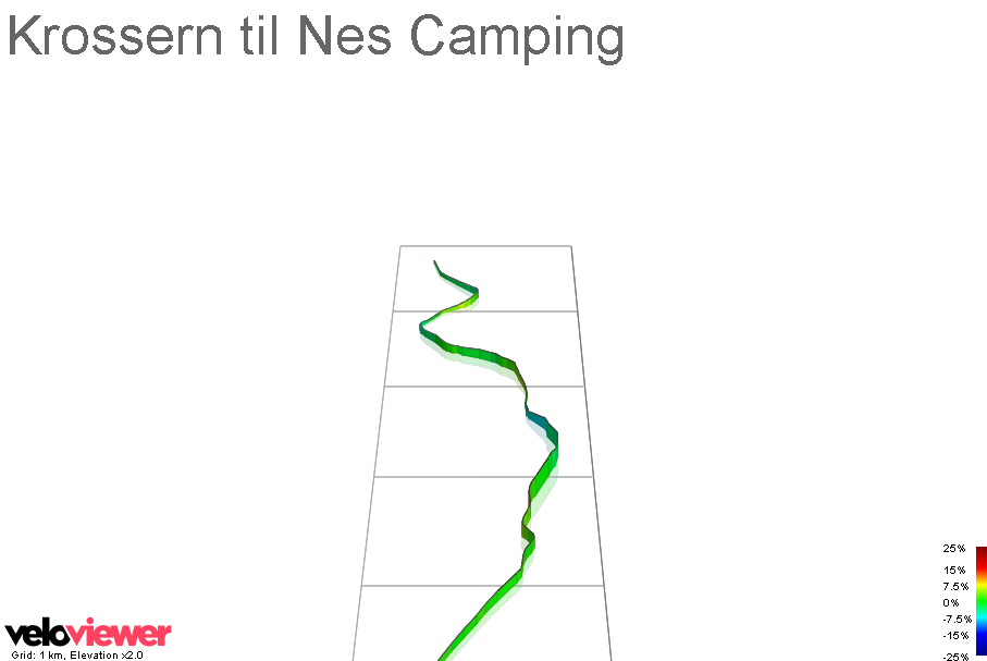 3D Elevation profile image for Krossern til Nes Camping