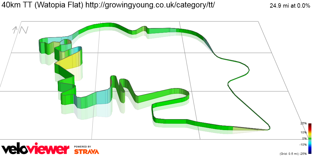 3D Elevation profile image for 40km TT (Watopia Flat) http://growingyoung.co.uk/category/tt/