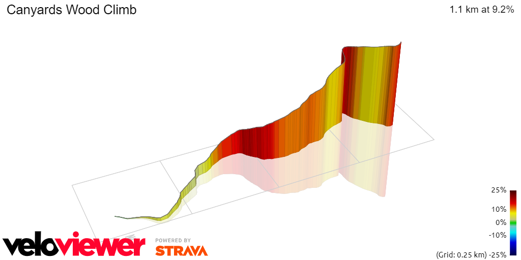 3D Elevation profile image for Canyards Wood Climb