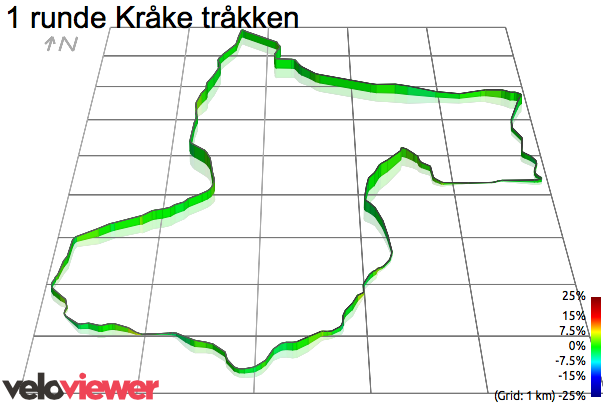 3D Elevation profile image for 1 runde Kråke tråkken 
