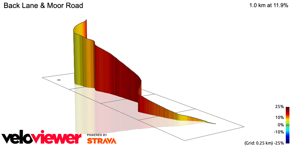 3D Elevation profile image for Back Lane & Moor Road
