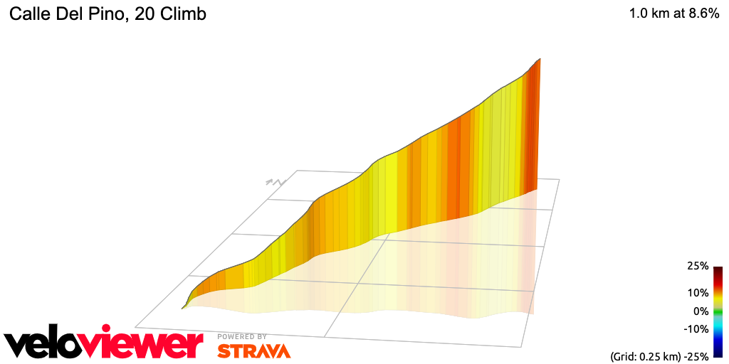 3D Elevation profile image for Calle Del Pino, 20 Climb
