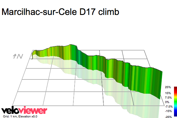 3D Elevation profile image for Marcilhac-sur-Cele D17 climb
