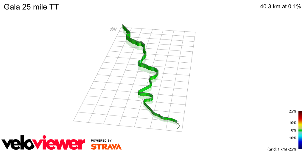 3D Elevation profile image for Gala 25 mile TT