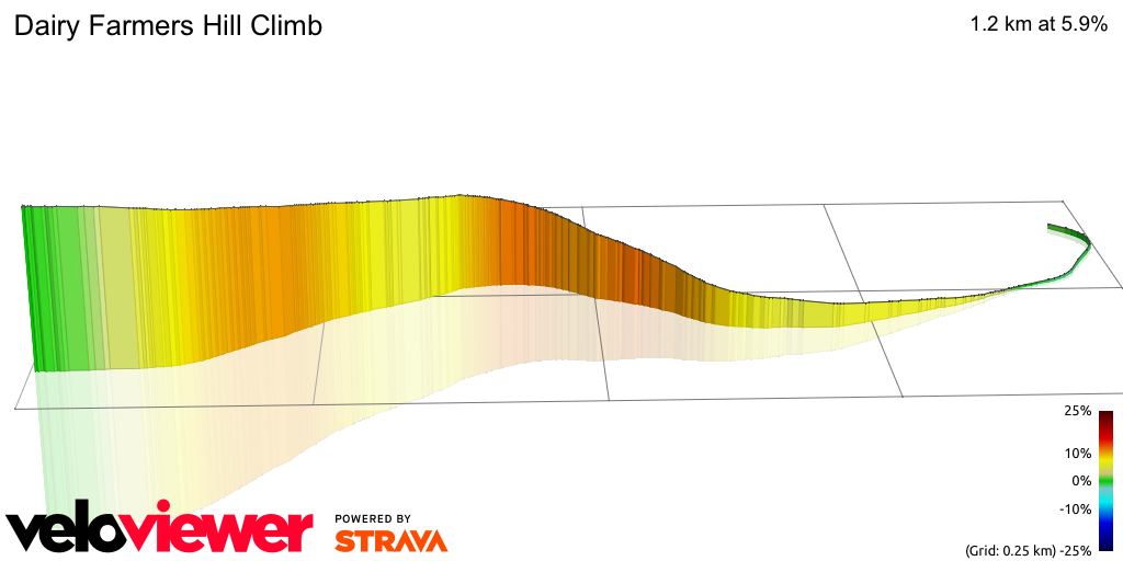 3D Elevation profile image for Dairy Farmers Hill Climb
