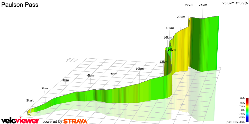 3D Elevation profile image for Paulson Pass
