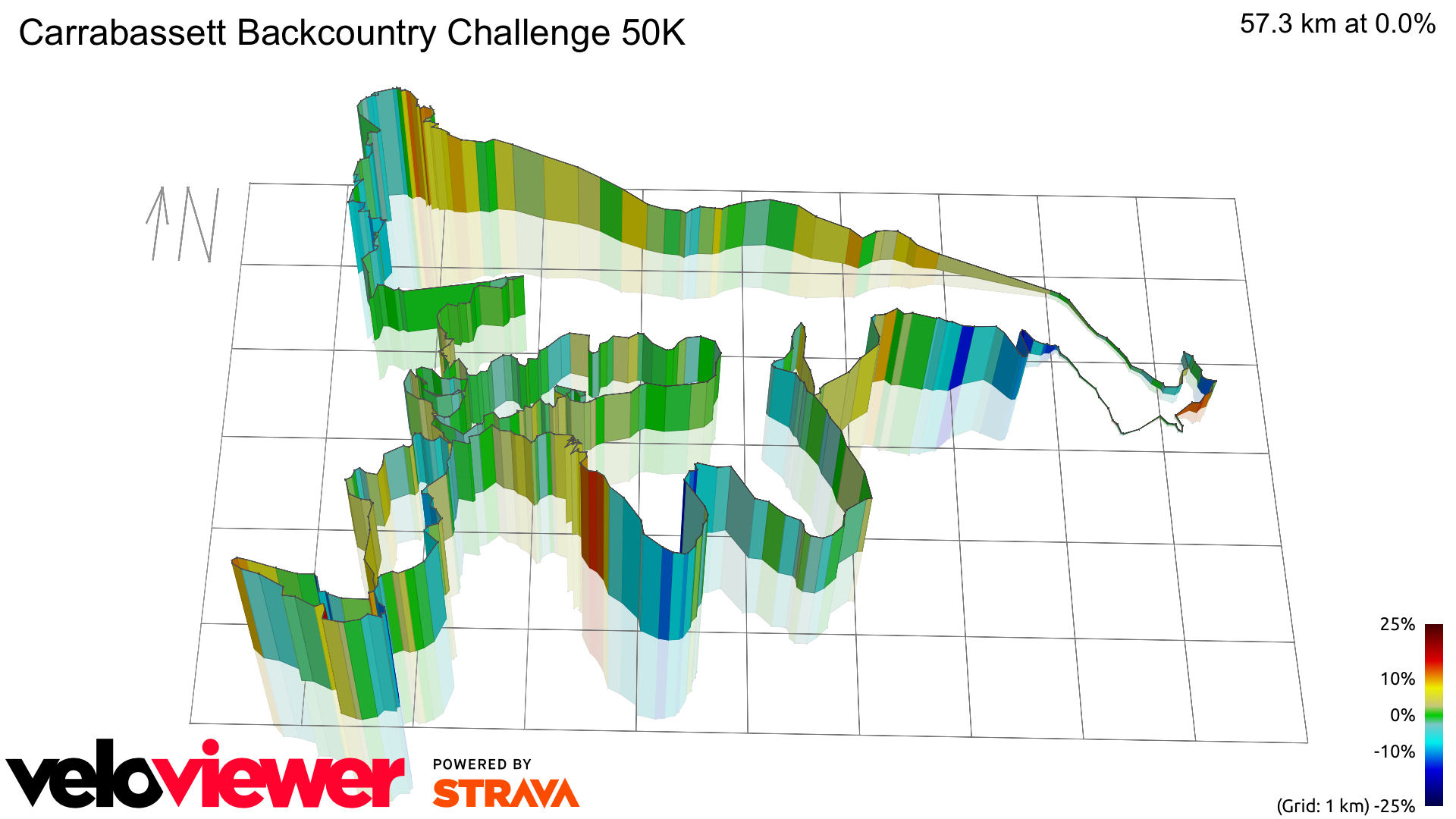 3D Elevation profile image for Carrabassett Backcountry Challenge 50K