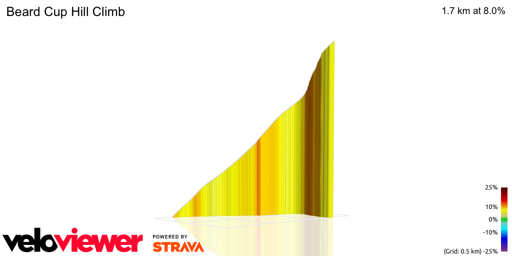 3D Elevation profile image for Beard Cup Hill Climb