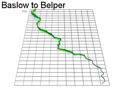 3D Elevation profile image for Baslow to Belper