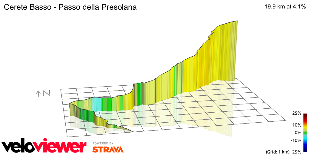 3D Elevation profile image for Cerete Basso - Passo della Presolana