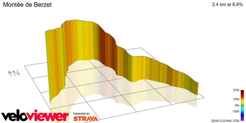 3D Elevation profile image for Montée de Berzet