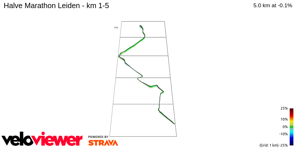 3D Elevation profile image for Halve Marathon Leiden - km 1-5