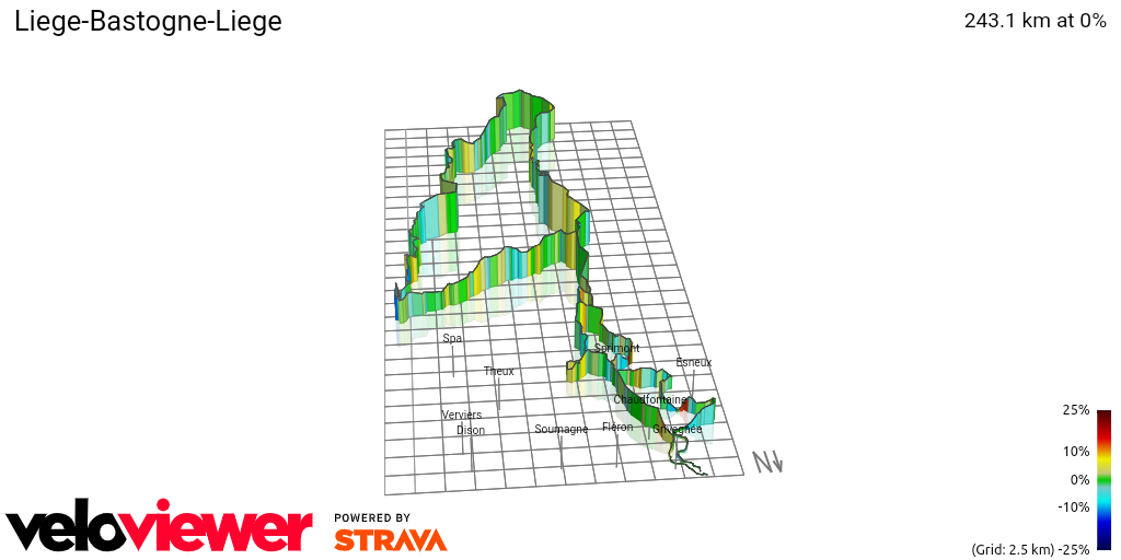 3D Elevation profile image for Liege-Bastogne-Liege