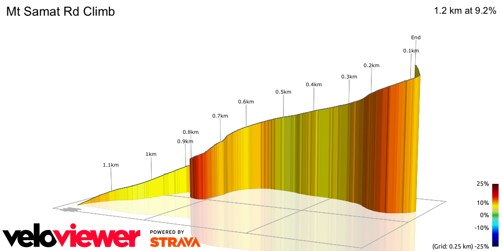 3D Elevation profile image for Mt Samat Rd Climb