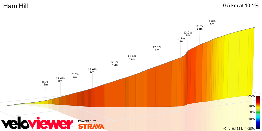 3D Elevation profile image for Ham Hill