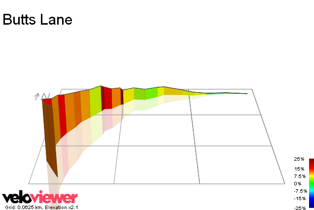 3D Elevation profile image for Butts Lane