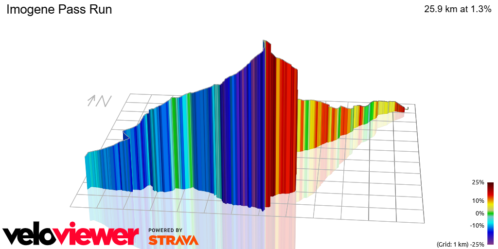 3D Elevation profile image for Imogene Pass Run
