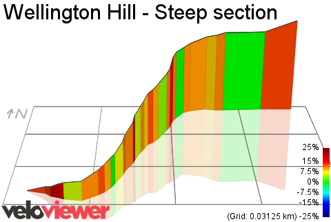 3D Elevation profile image for Wellington Hill - Steep section