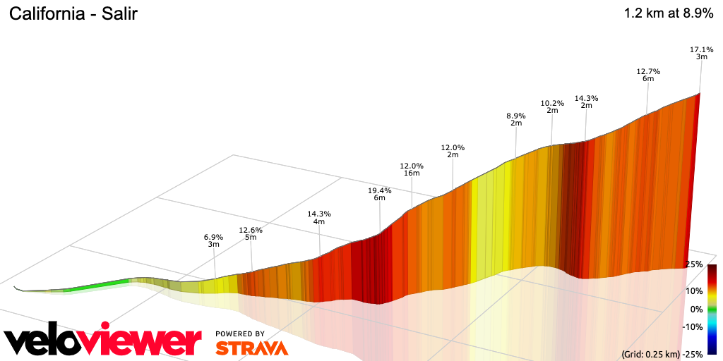 3D Elevation profile image for California - Salir